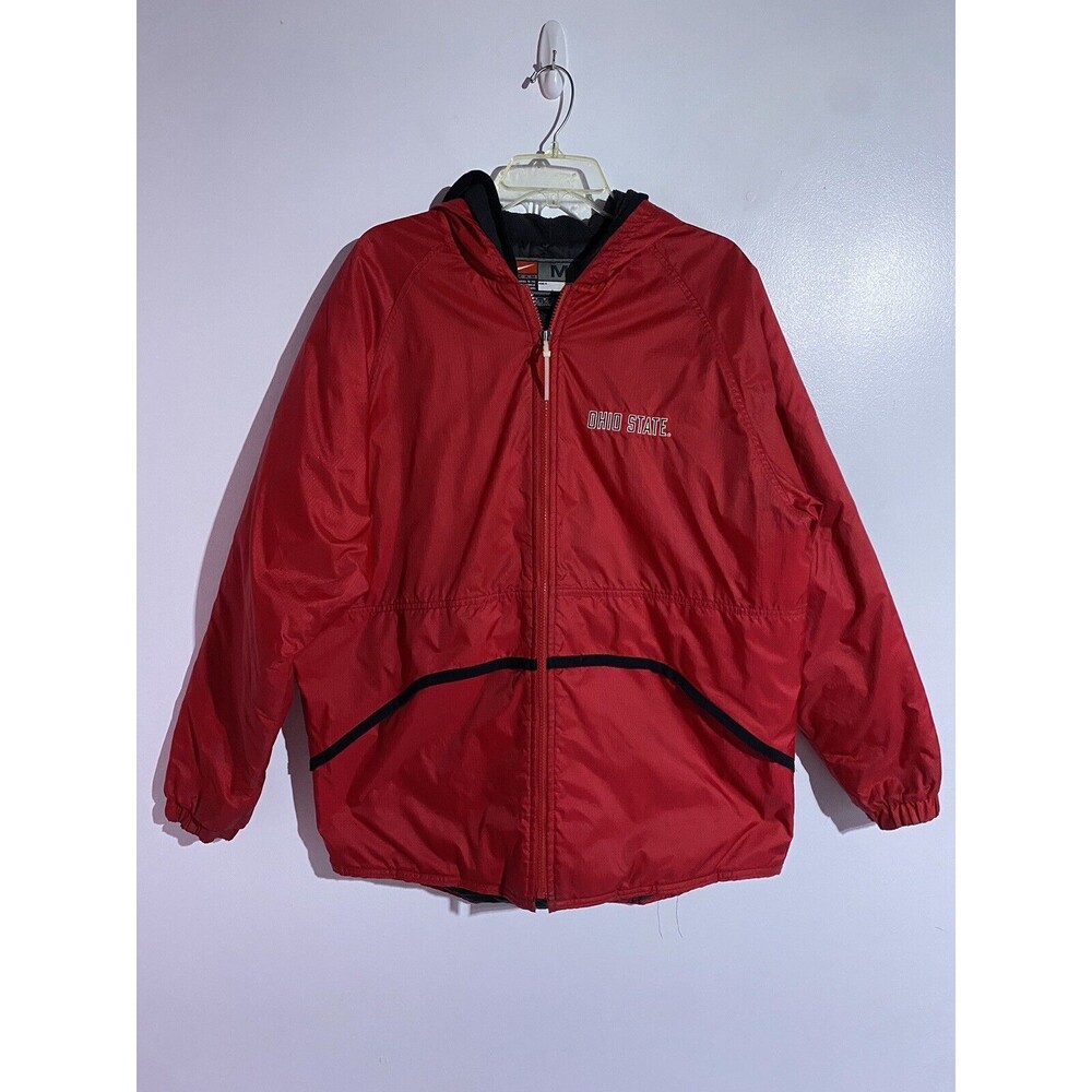 Nike Ohio State Buckeyes Jacket M Red Hooded Pullover‎ Windbreaker Quilted Lined